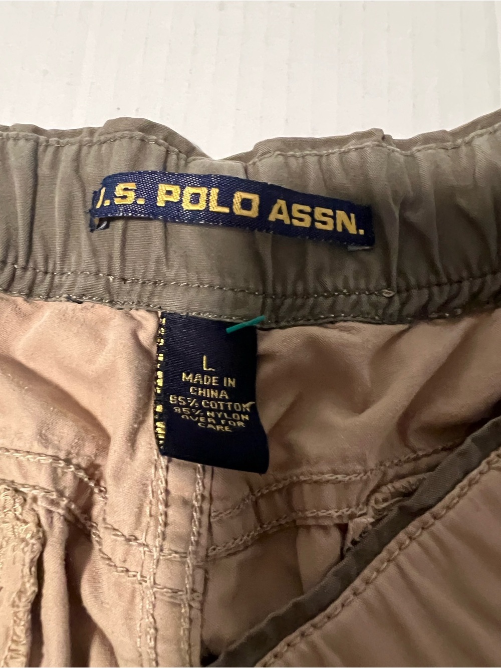 U.S. Polo Assn. Tan Cargo Shorts with Stripe Details - Picture 2 of 2